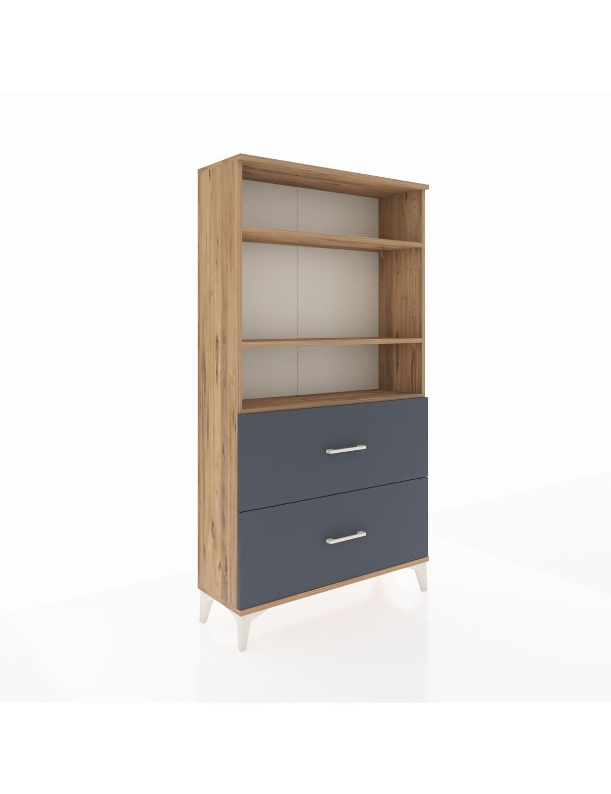 Arges Dolap 3 Raflı 2 Çekmeceli 88x30x163 Çam-Antrasit