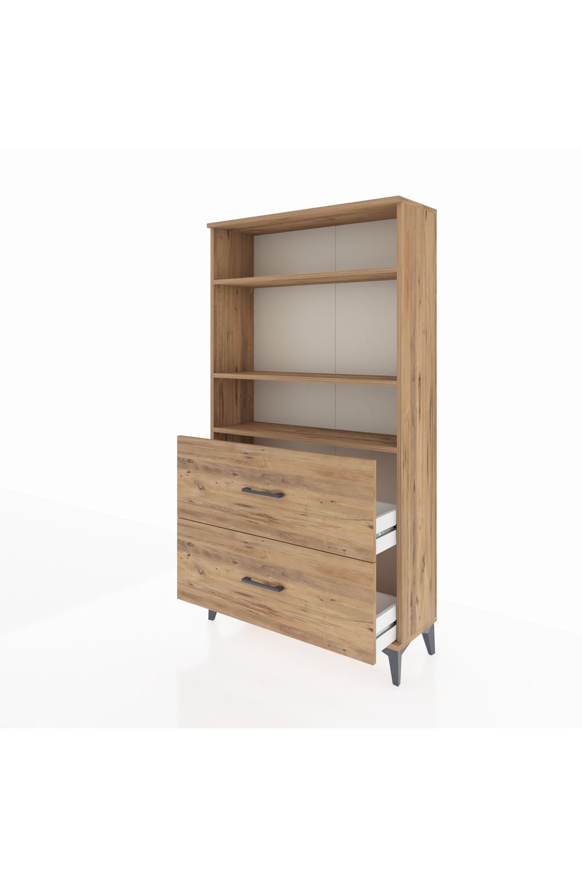 Arges Dolap 3 Raflı 2 Çekmeceli 88x30x163 Çam-Çam