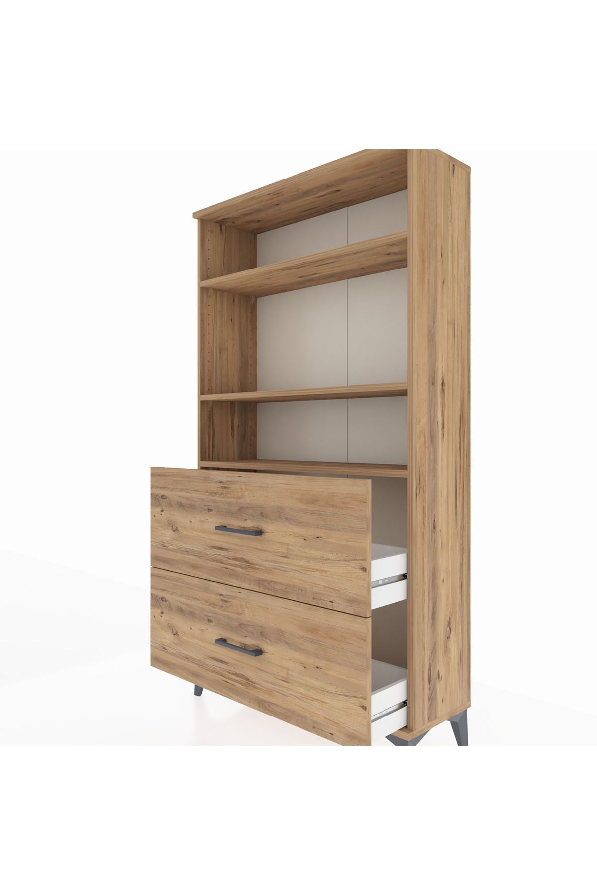 Arges Dolap 3 Raflı 2 Çekmeceli 88x30x163 Çam-Çam