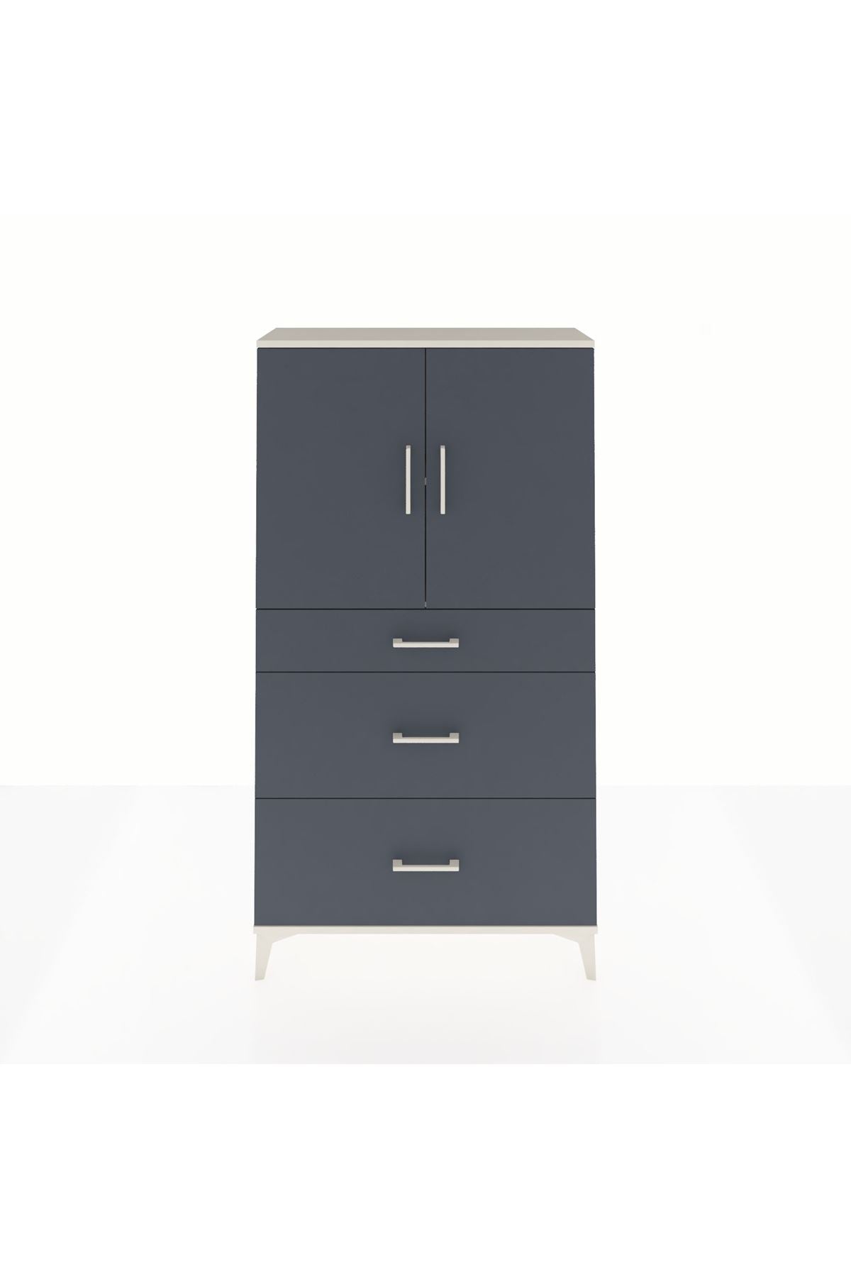 Arges Dolap 2 Raflı 3 Çekmeceli 2 Kapaklı 88x30x163 Aytaşı-Antrasit