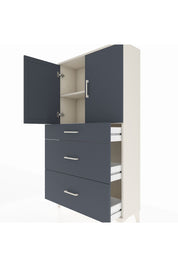 Arges Dolap 2 Raflı 3 Çekmeceli 2 Kapaklı 88x30x163 Aytaşı-Antrasit