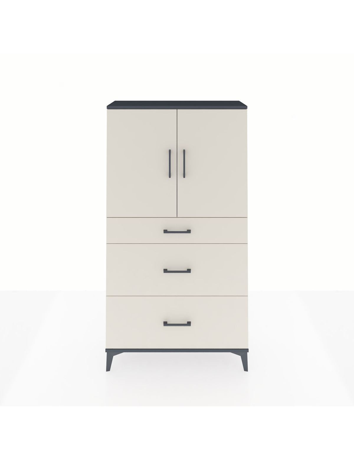 Arges Dolap 2 Raflı 3 Çekmeceli 2 Kapaklı 88x30x163 Antrasit-Aytaşı