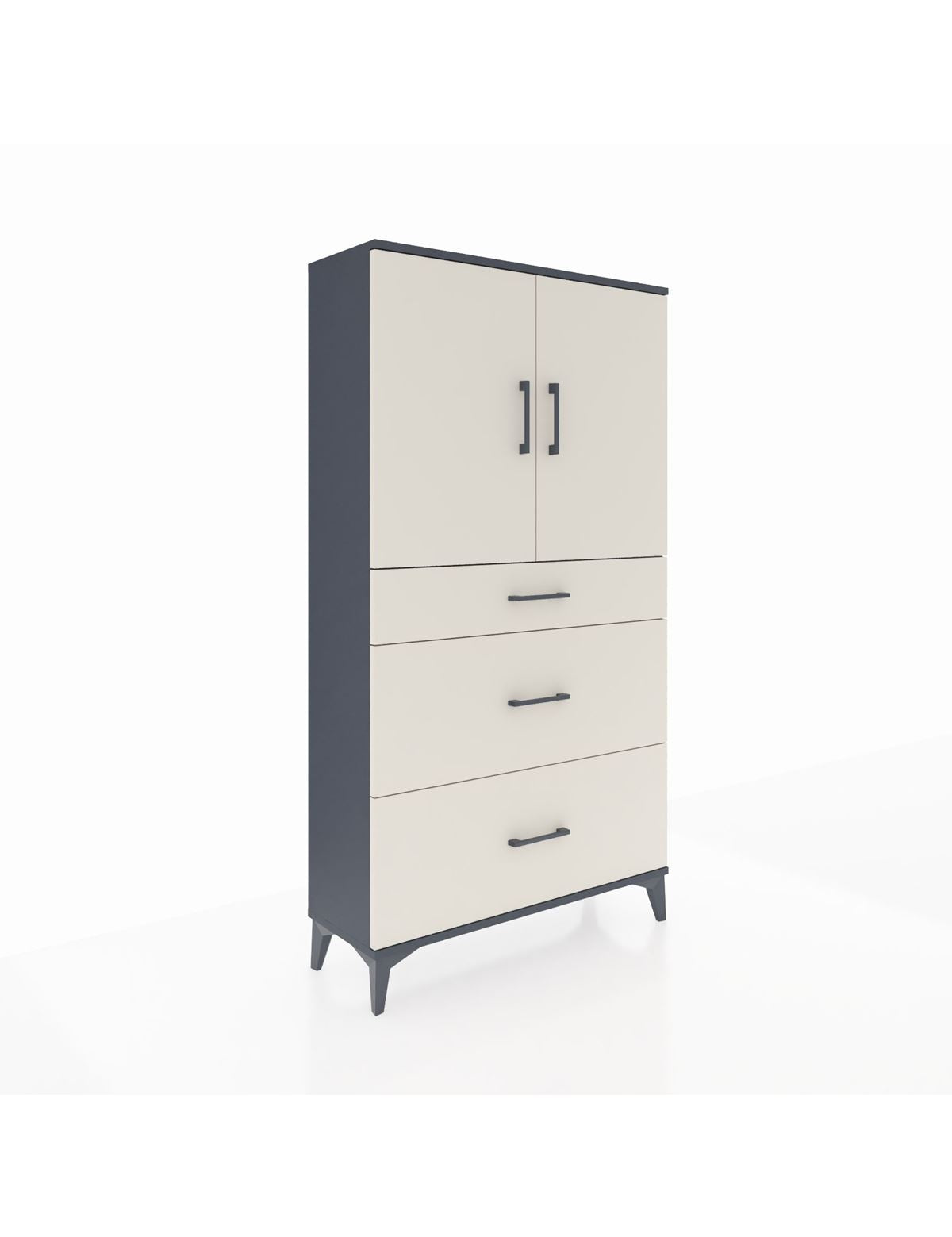 Arges Dolap 2 Raflı 3 Çekmeceli 2 Kapaklı 88x30x163 Antrasit-Aytaşı