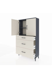 Arges Dolap 2 Raflı 3 Çekmeceli 2 Kapaklı 88x30x163 Antrasit-Aytaşı