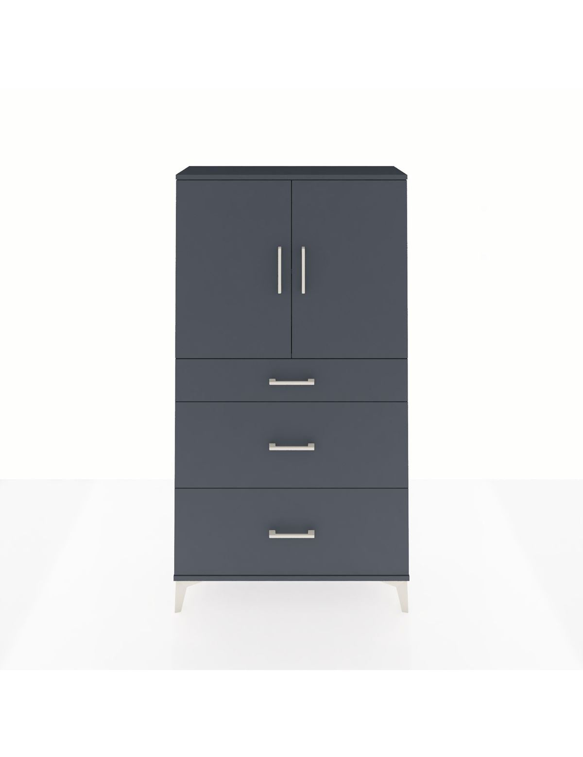 Arges Dolap 2 Raflı 3 Çekmeceli 2 Kapaklı 88x30x163 Antrasit-Antrasit