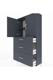 Arges Dolap 2 Raflı 3 Çekmeceli 2 Kapaklı 88x30x163 Antrasit-Antrasit