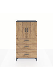 Arges Dolap 2 Raflı 3 Çekmeceli 2 Kapaklı 88x30x163 Antrasit-Çam