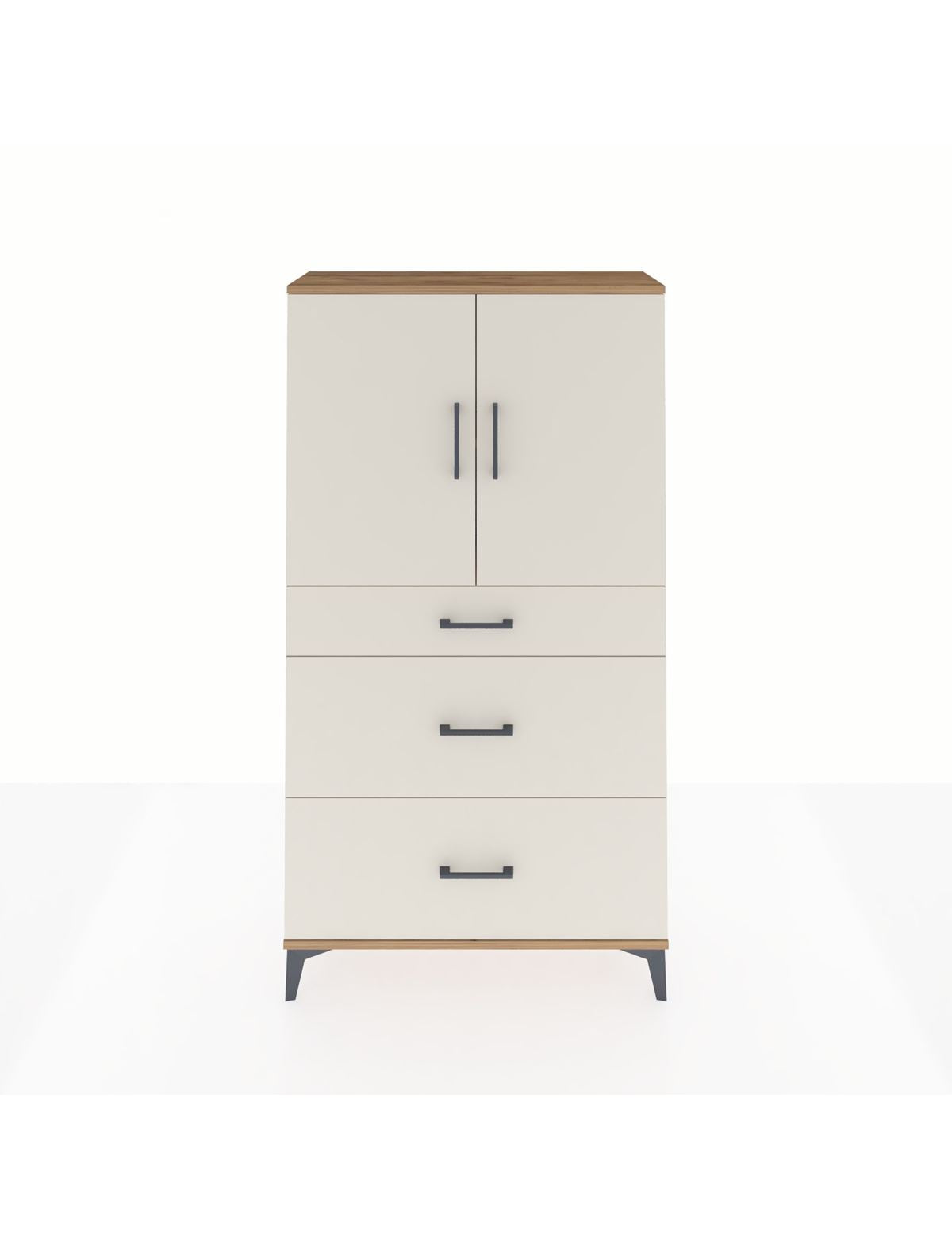 Arges Dolap 2 Raflı 3 Çekmeceli 2 Kapaklı 88x30x163 Çam-Aytaşı