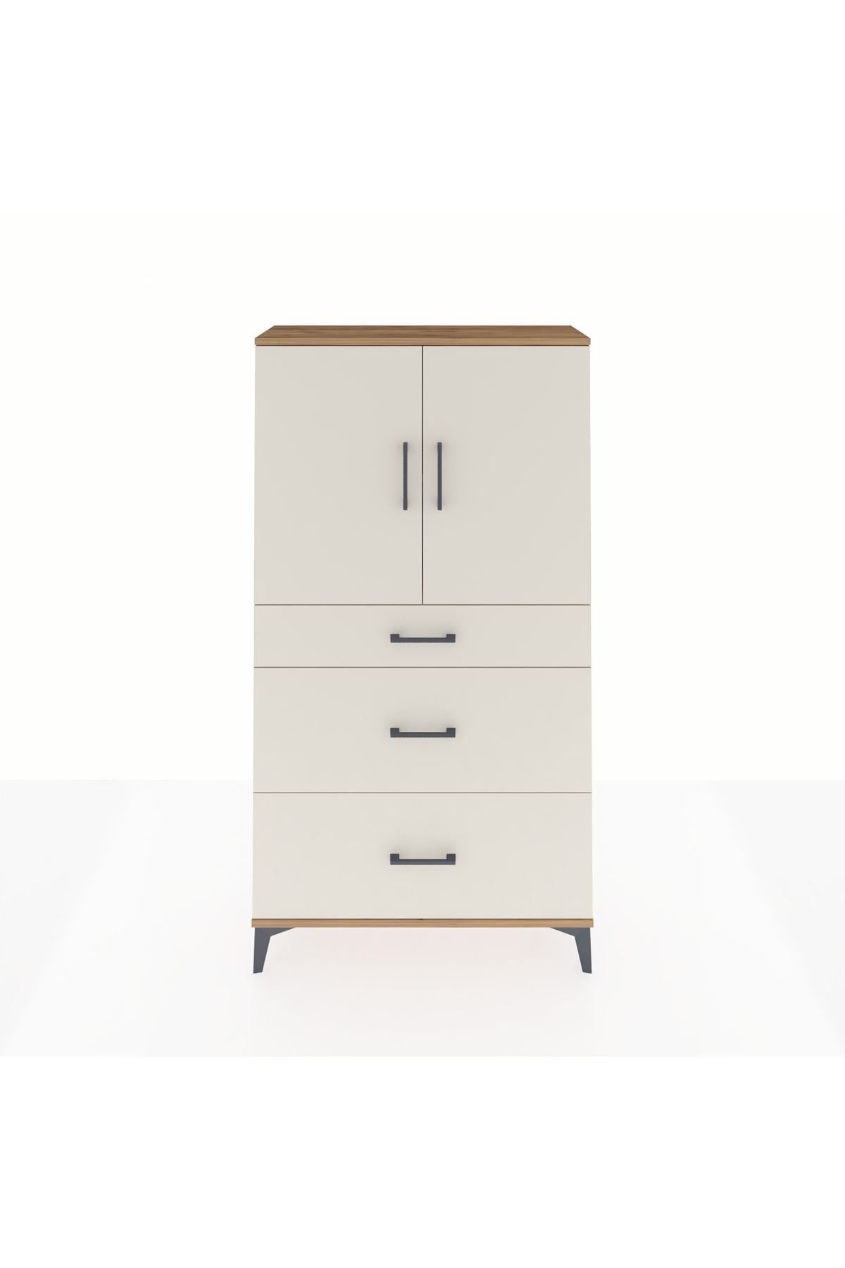 Arges Dolap 2 Raflı 3 Çekmeceli 2 Kapaklı 88x30x163 Çam-Aytaşı