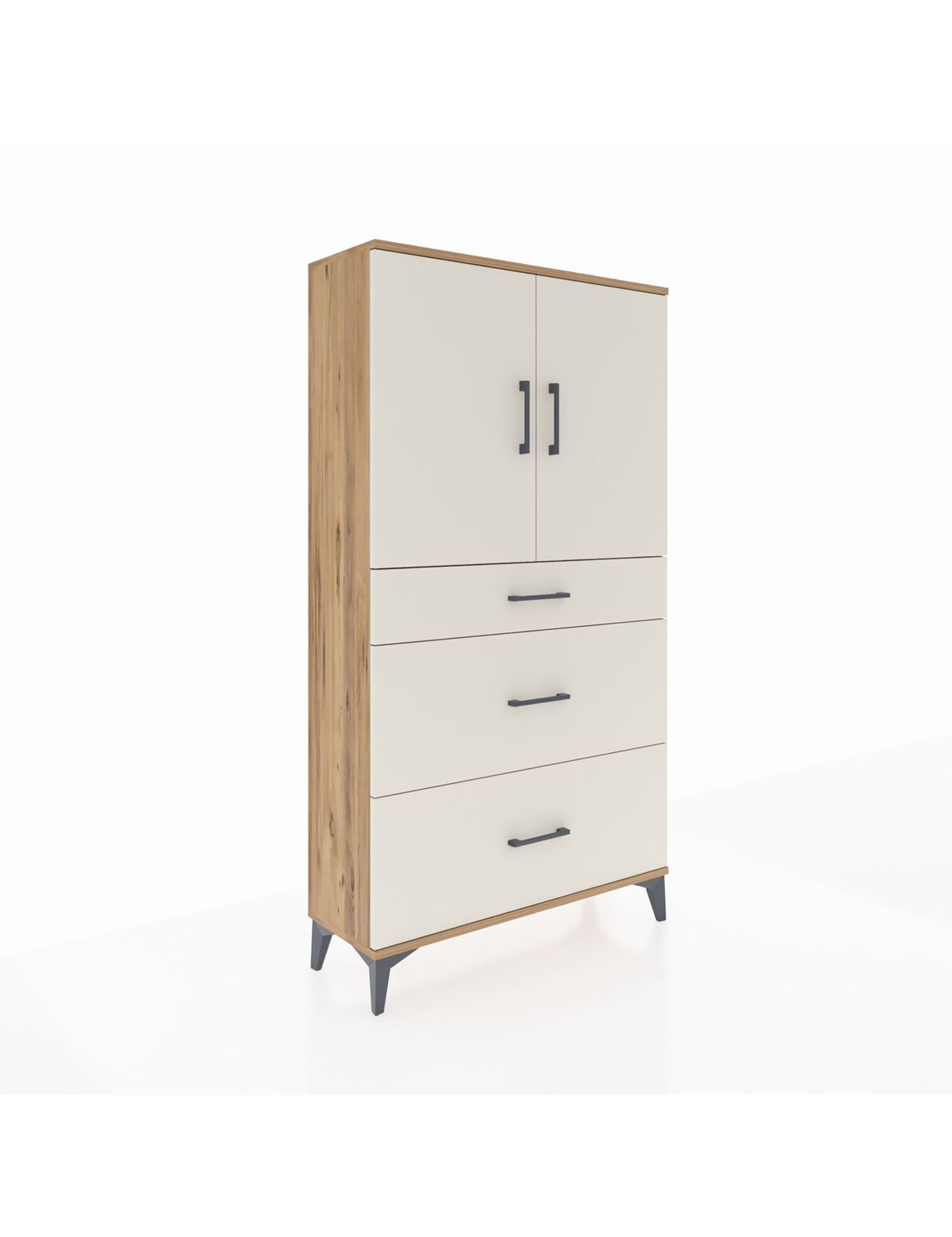 Arges Dolap 2 Raflı 3 Çekmeceli 2 Kapaklı 88x30x163 Çam-Aytaşı