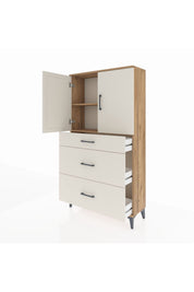 Arges Dolap 2 Raflı 3 Çekmeceli 2 Kapaklı 88x30x163 Çam-Aytaşı