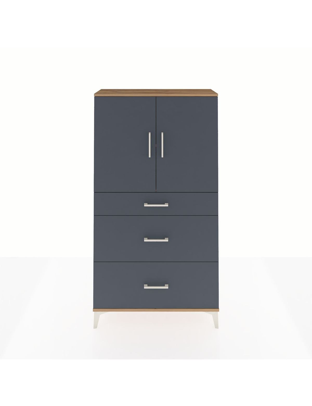 Arges Dolap 2 Raflı 3 Çekmeceli 2 Kapaklı 88x30x163 Çam-Antrasit