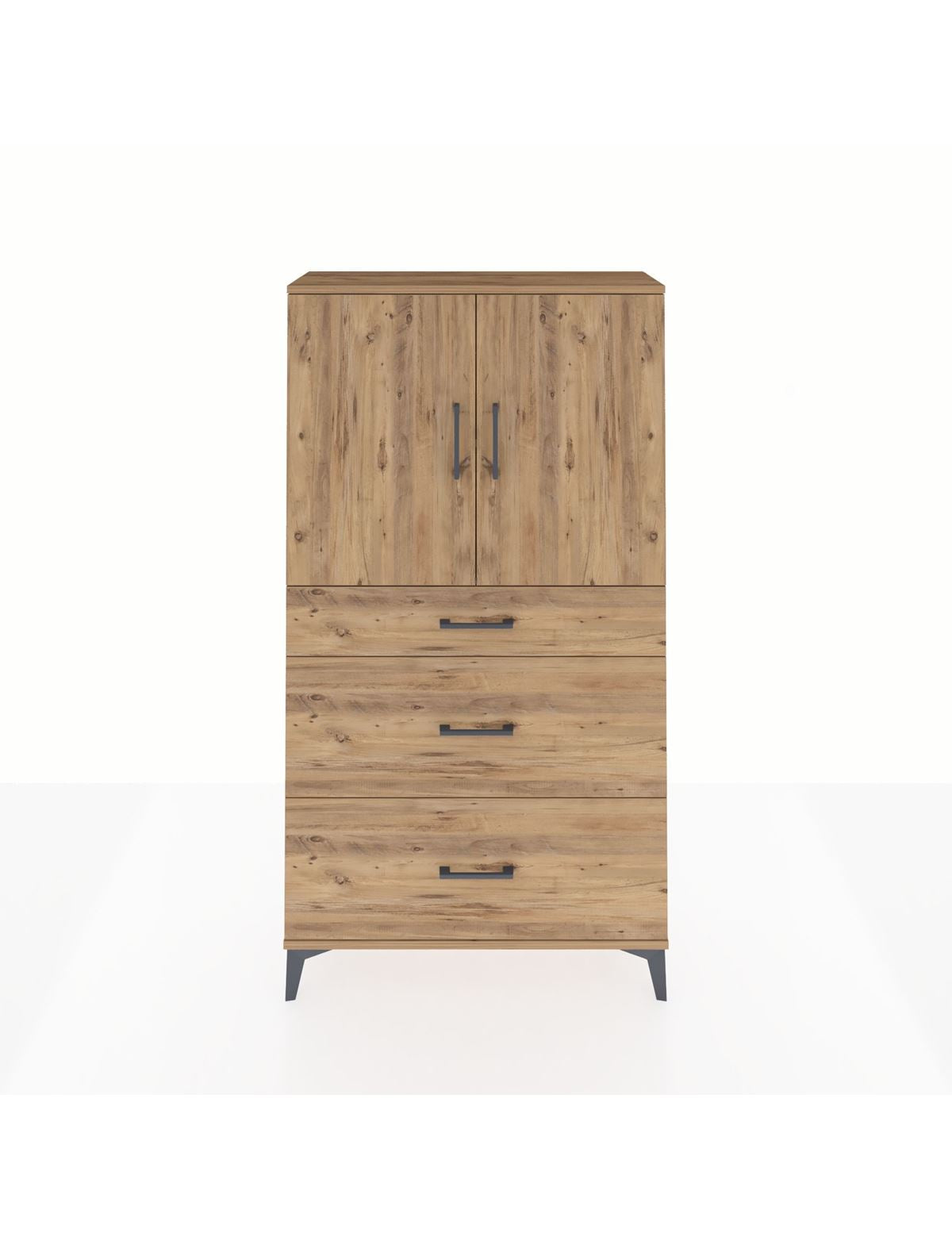 Arges Dolap 2 Raflı 3 Çekmeceli 2 Kapaklı 88x30x163 Çam-Çam