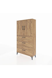 Arges Dolap 2 Raflı 3 Çekmeceli 2 Kapaklı 88x30x163 Çam-Çam