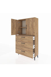 Arges Dolap 2 Raflı 3 Çekmeceli 2 Kapaklı 88x30x163 Çam-Çam