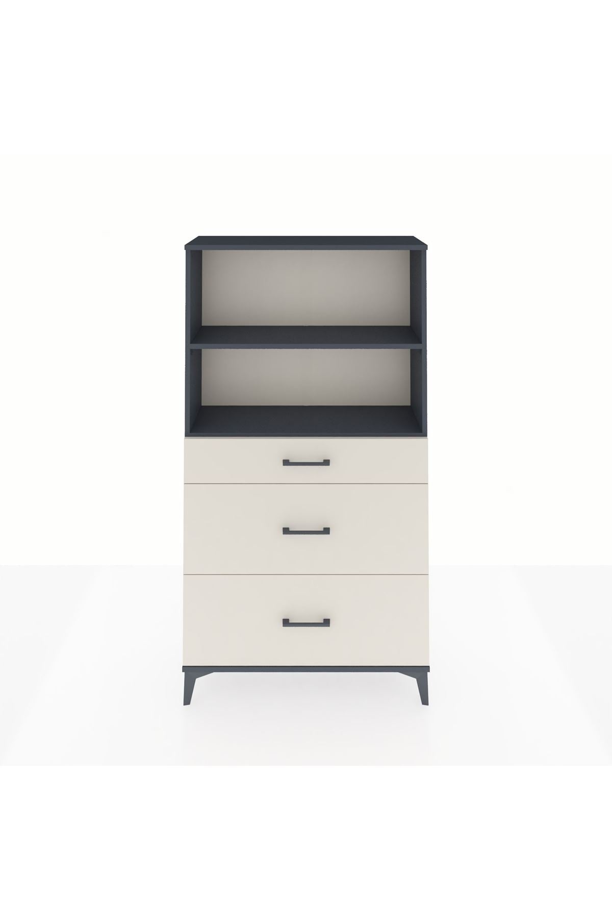 Arges Dolap 2 Raflı 3 Çekmeceli 88x30x163 Antrasit-Aytaşı