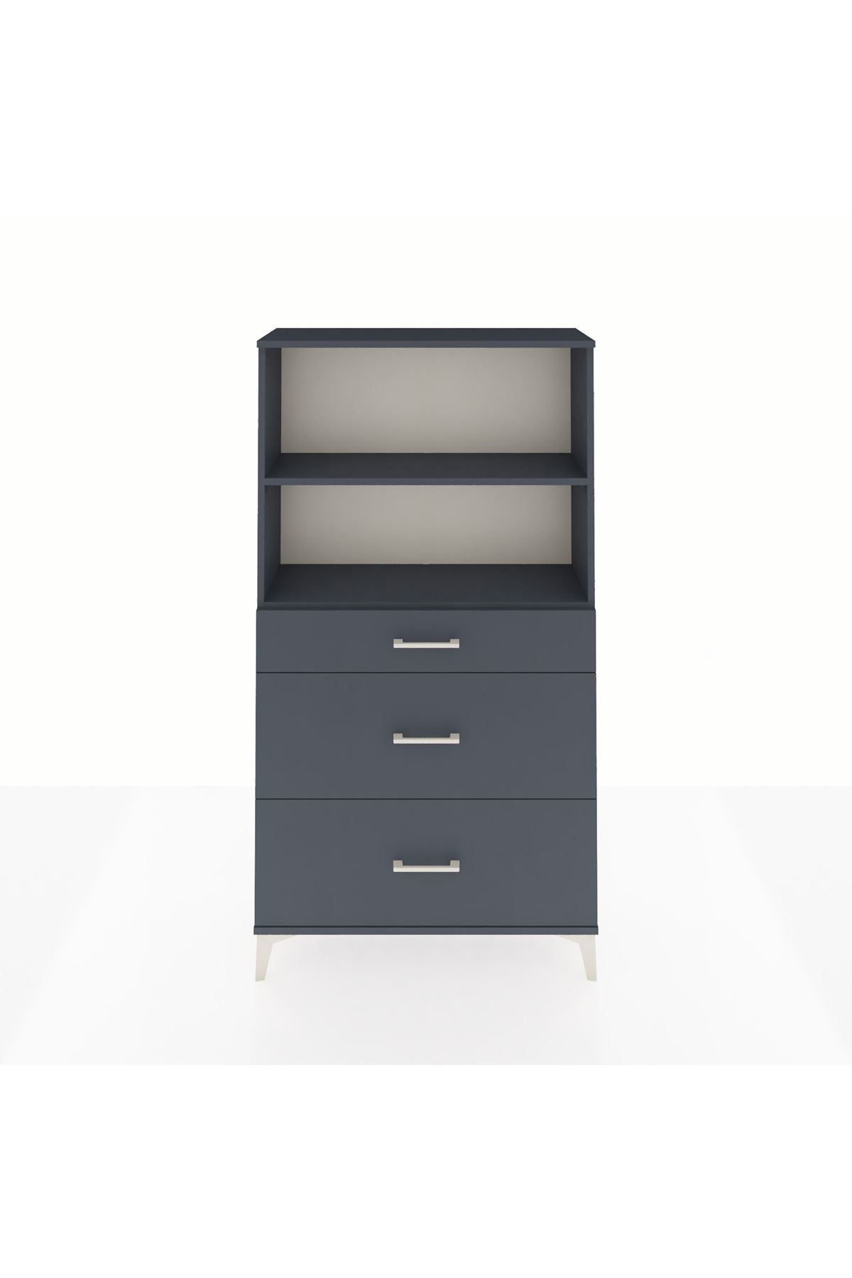 Arges Dolap 2 Raflı 3 Çekmeceli 88x30x163 Antrasit-Antrasit