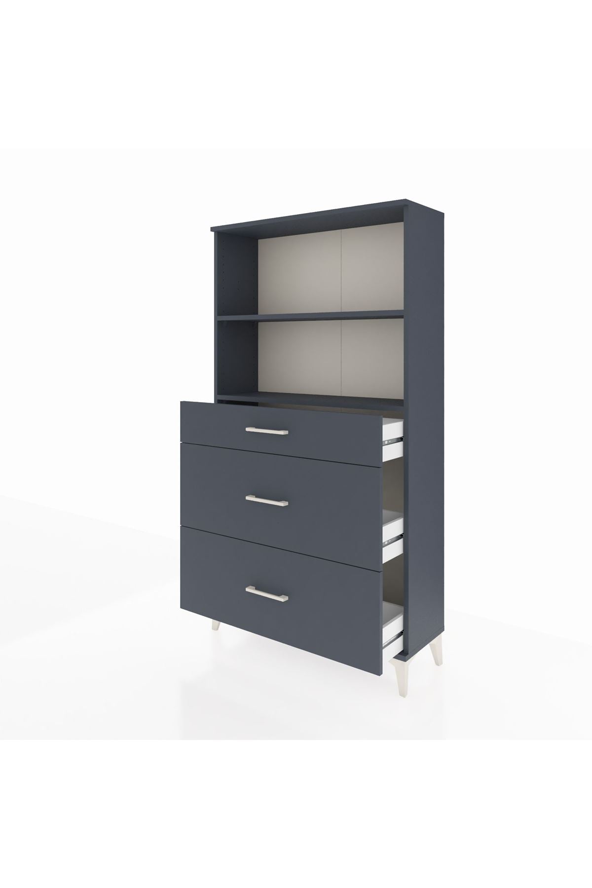 Arges Dolap 2 Raflı 3 Çekmeceli 88x30x163 Antrasit-Antrasit