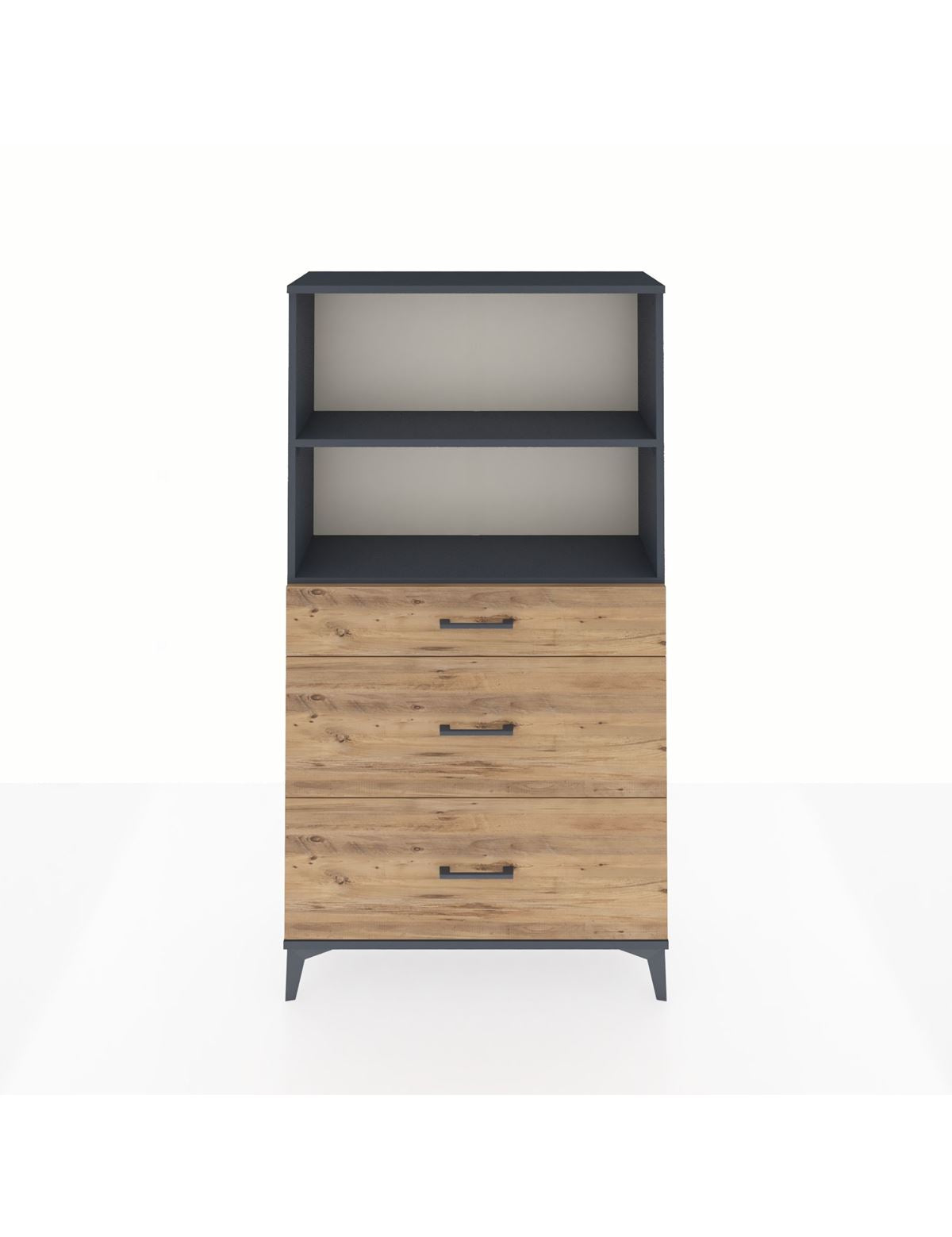 Arges Dolap 2 Raflı 3 Çekmeceli 88x30x163 Antrasit-Çam