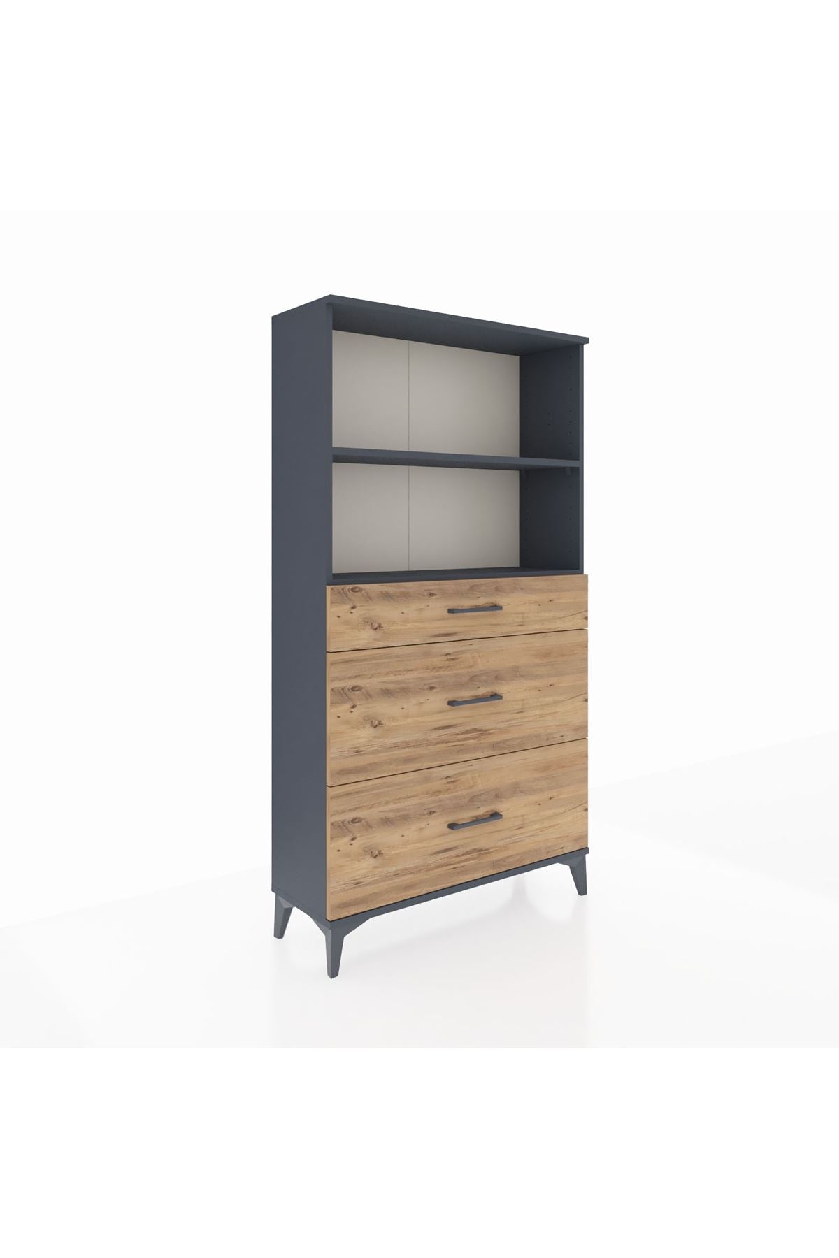 Arges Dolap 2 Raflı 3 Çekmeceli 88x30x163 Antrasit-Çam