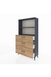 Arges Dolap 2 Raflı 3 Çekmeceli 88x30x163 Antrasit-Çam