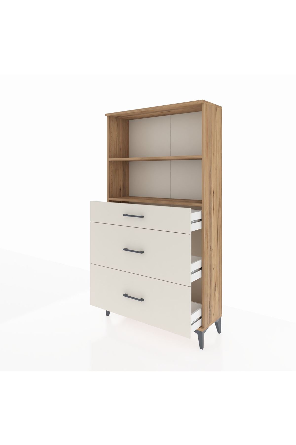 Arges Dolap 2 Raflı 3 Çekmeceli 88x30x163 Çam-Aytaşı