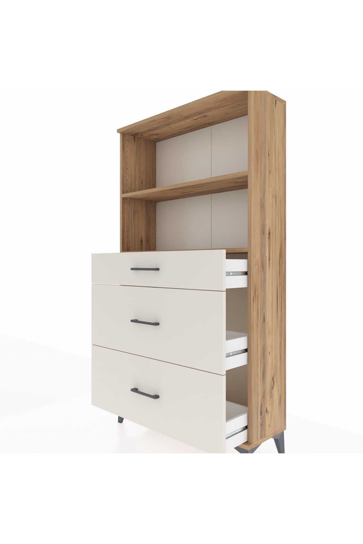 Arges Dolap 2 Raflı 3 Çekmeceli 88x30x163 Çam-Aytaşı