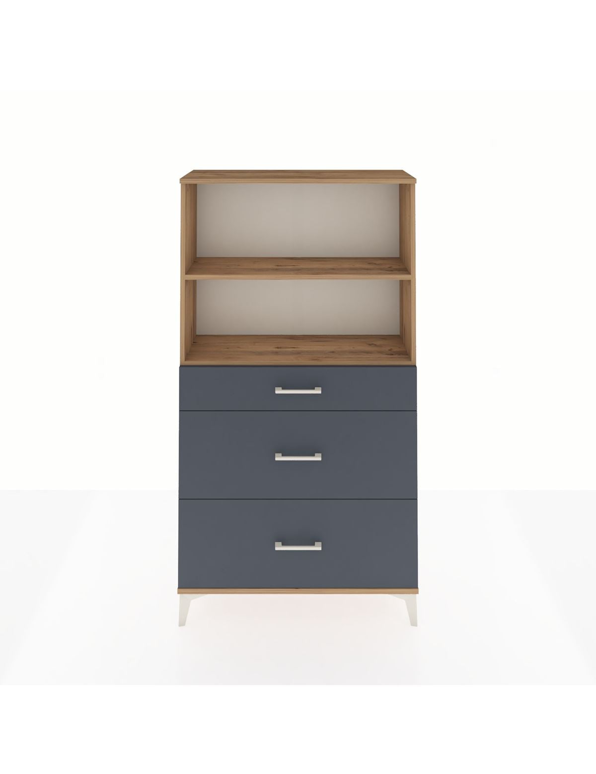 Arges Dolap 2 Raflı 3 Çekmeceli 88x30x163 Çam-Antrasit