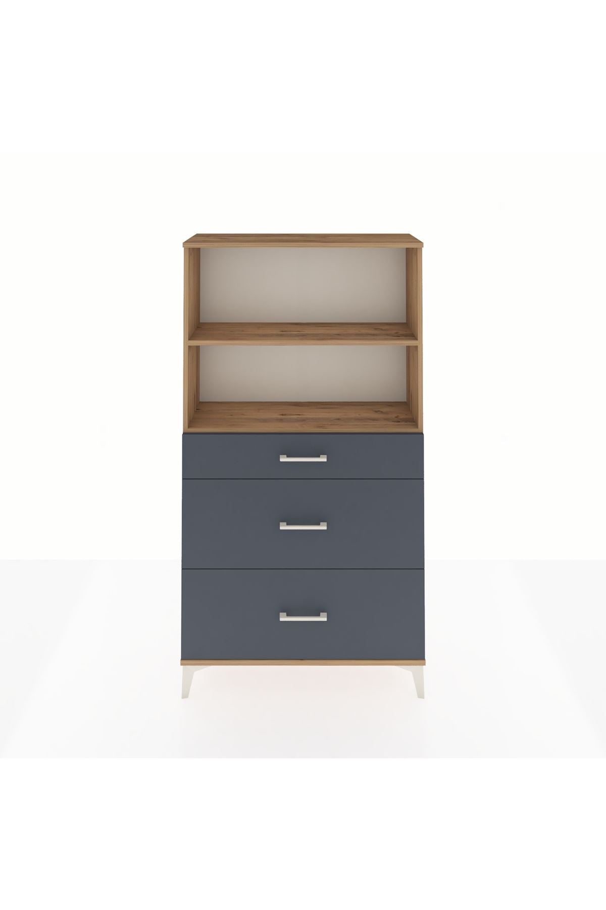 Arges Dolap 2 Raflı 3 Çekmeceli 88x30x163 Çam-Antrasit