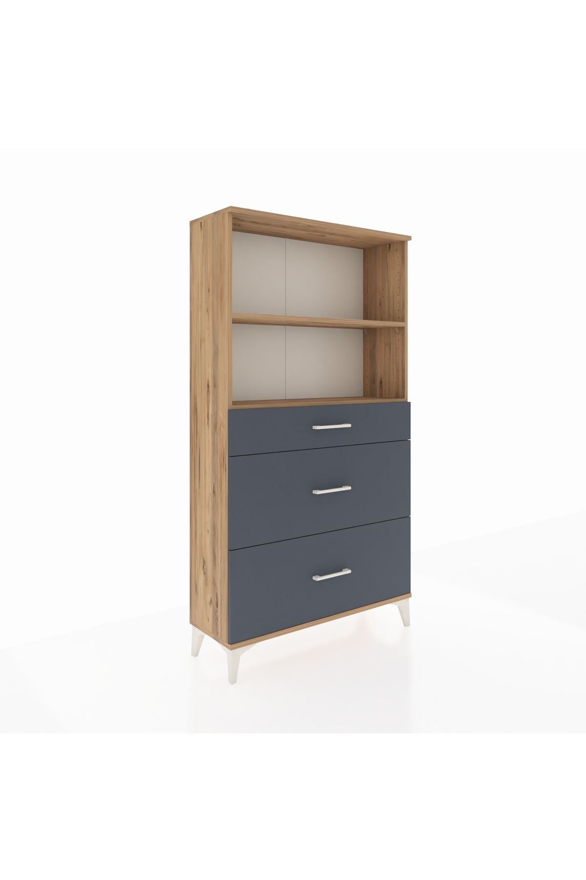 Arges Dolap 2 Raflı 3 Çekmeceli 88x30x163 Çam-Antrasit