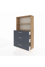 Arges Dolap 2 Raflı 3 Çekmeceli 88x30x163 Çam-Antrasit