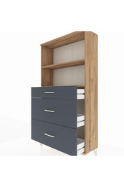 Arges Dolap 2 Raflı 3 Çekmeceli 88x30x163 Çam-Antrasit