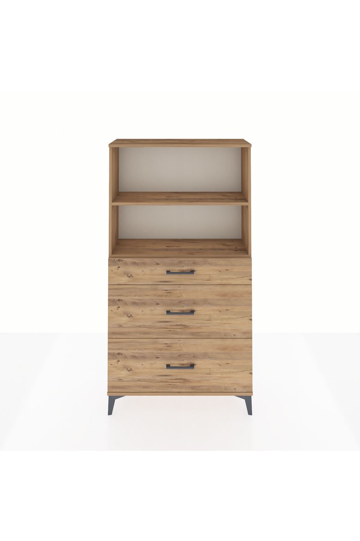 Arges Dolap 2 Raflı 3 Çekmeceli 88x30x163 Çam-Çam