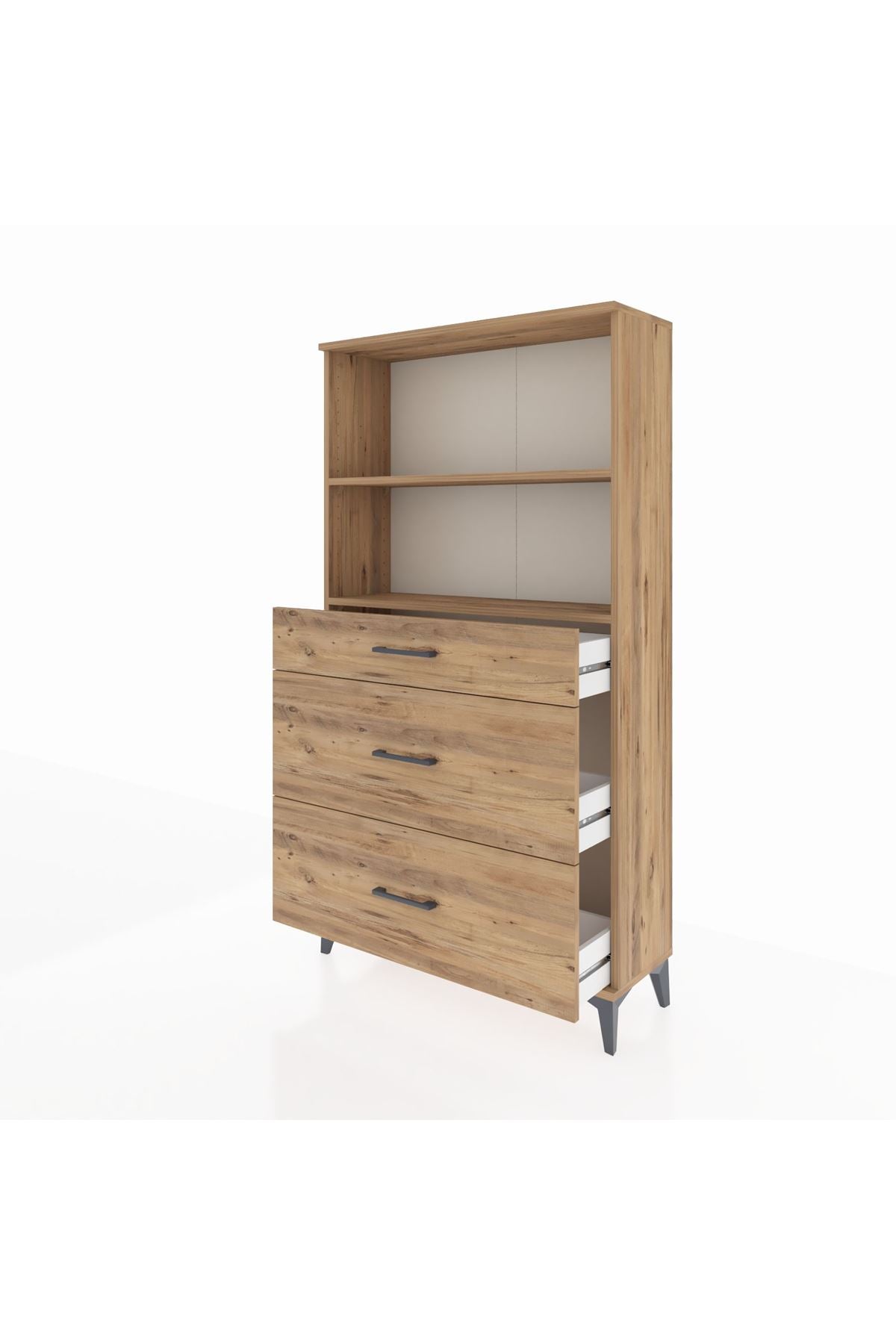 Arges Dolap 2 Raflı 3 Çekmeceli 88x30x163 Çam-Çam