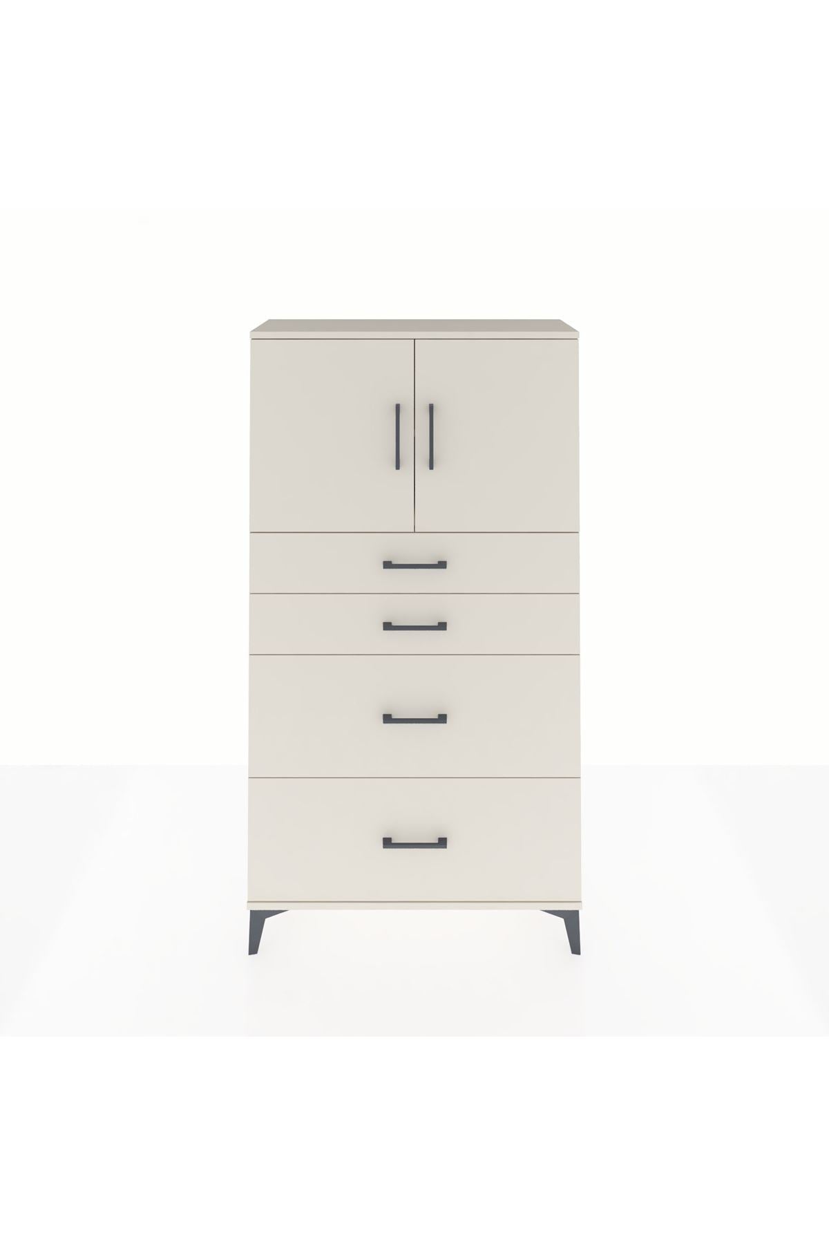 Arges Dolap 2 Raflı 4 Çekmeceli 2 Kapaklı 88x30x163 Aytaşı-Aytaşı