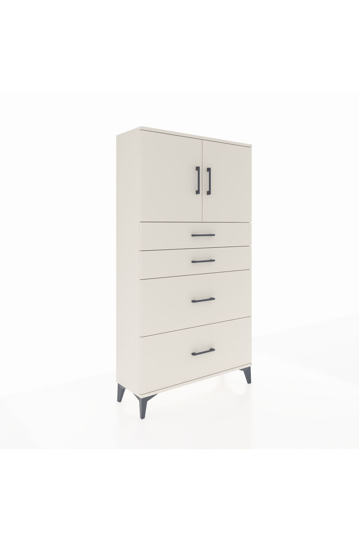 Arges Dolap 2 Raflı 4 Çekmeceli 2 Kapaklı 88x30x163 Aytaşı-Aytaşı