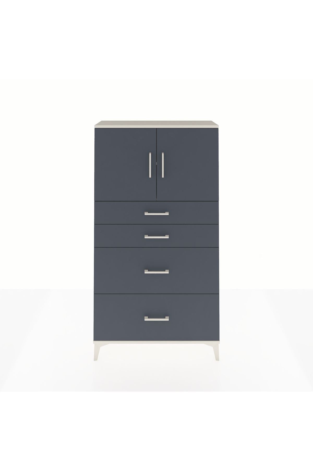 Arges Dolap 2 Raflı 4 Çekmeceli 2 Kapaklı 88x30x163 Aytaşı-Antrasit