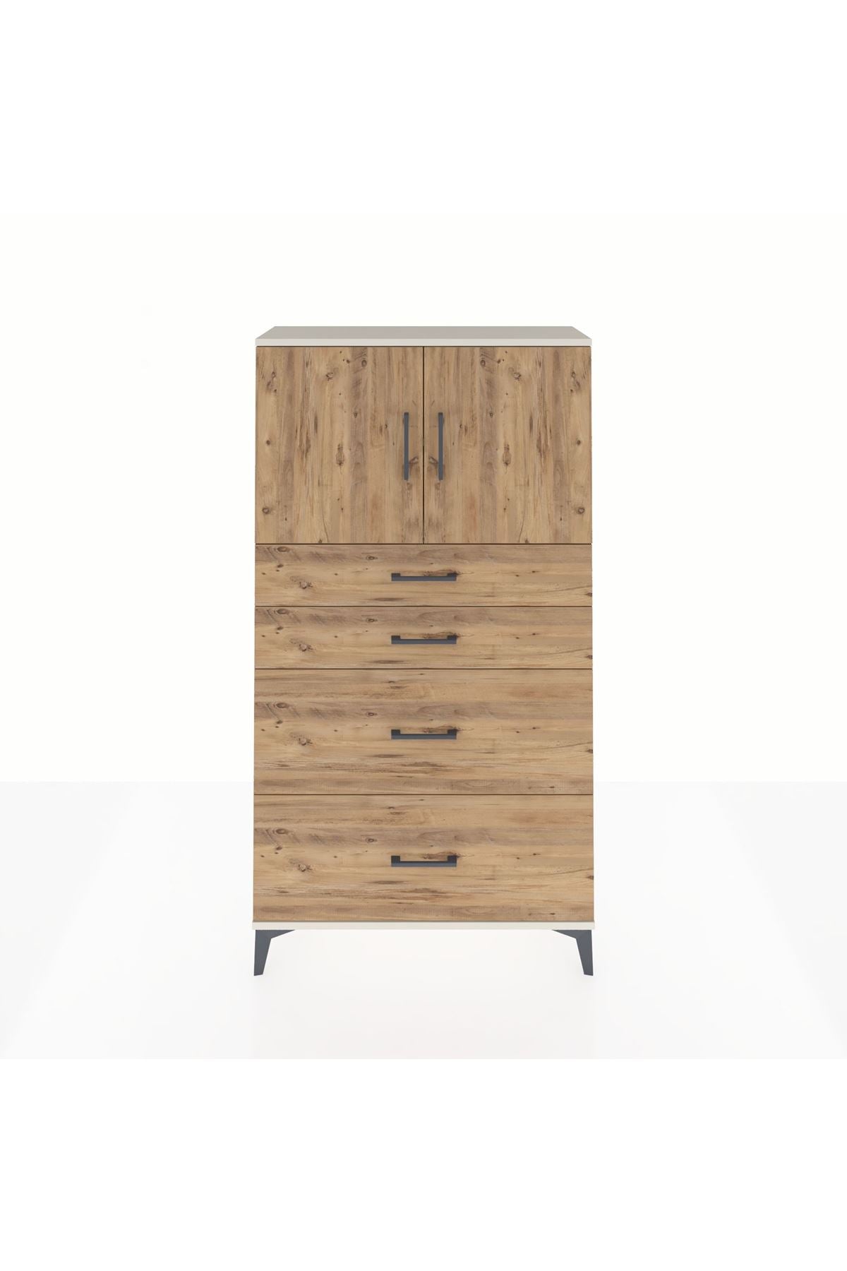 Arges Dolap 2 Raflı 4 Çekmeceli 2 Kapaklı 88x30x163 Aytaşı-Çam