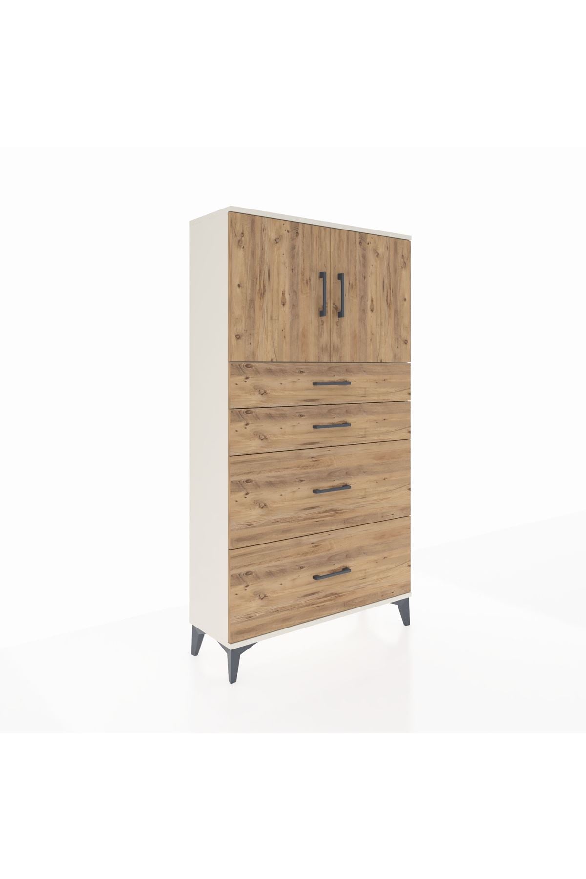 Arges Dolap 2 Raflı 4 Çekmeceli 2 Kapaklı 88x30x163 Aytaşı-Çam