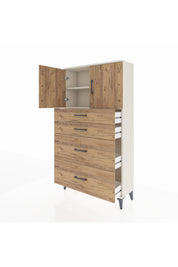 Arges Dolap 2 Raflı 4 Çekmeceli 2 Kapaklı 88x30x163 Aytaşı-Çam