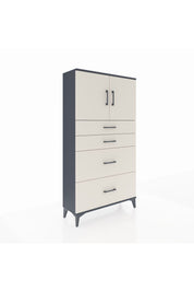 Arges Dolap 2 Raflı 4 Çekmeceli 2 Kapaklı 88x30x163 Antrasit-Aytaşı