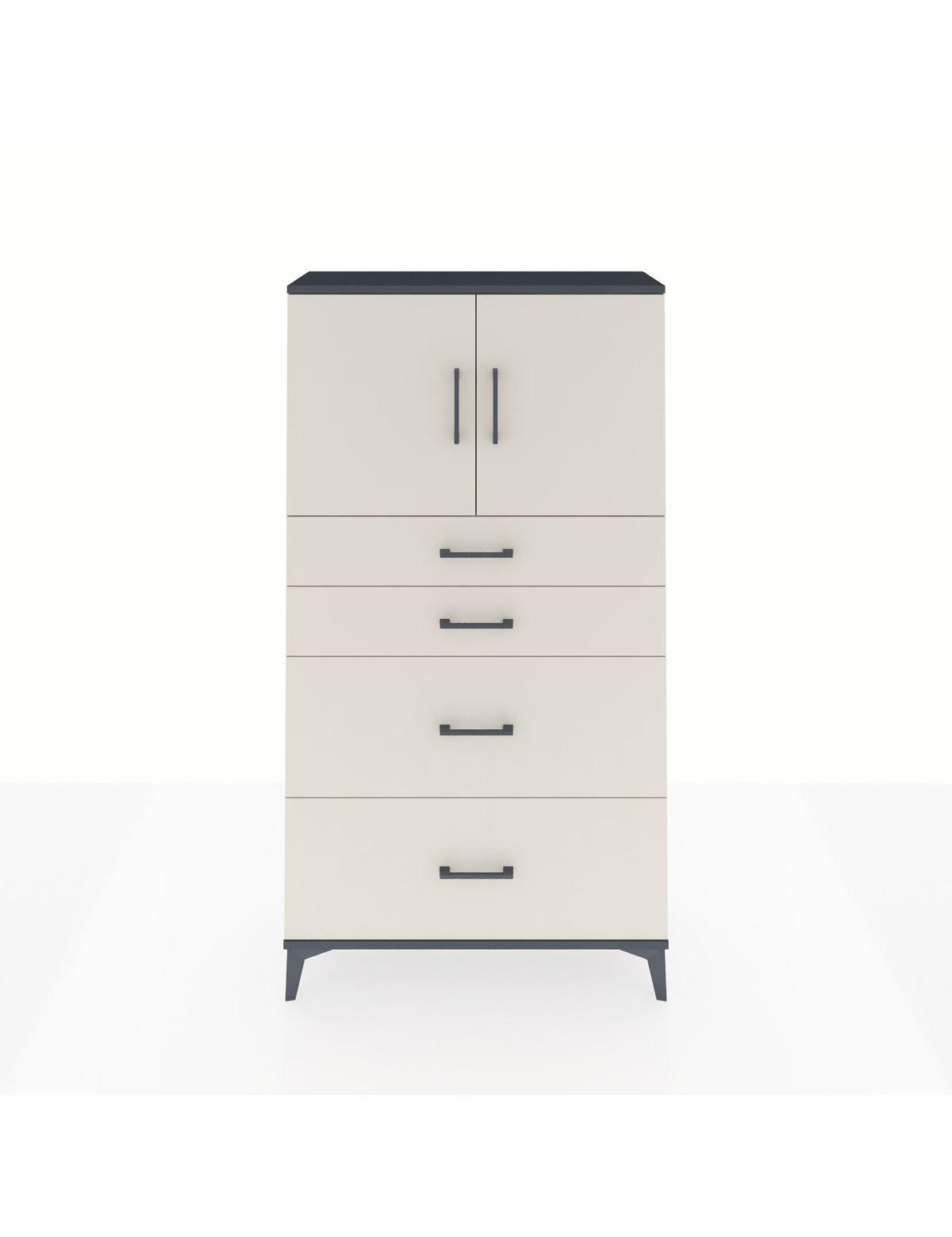 Arges Dolap 2 Raflı 4 Çekmeceli 2 Kapaklı 88x30x163 Antrasit-Aytaşı