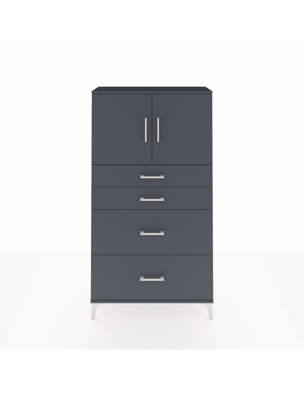 Arges Dolap 2 Raflı 4 Çekmeceli 2 Kapaklı 88x30x163 Antrasit-Antrasit