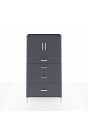 Arges Dolap 2 Raflı 4 Çekmeceli 2 Kapaklı 88x30x163 Antrasit-Antrasit