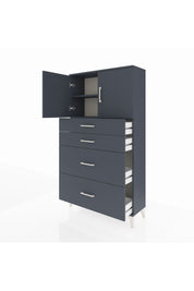 Arges Dolap 2 Raflı 4 Çekmeceli 2 Kapaklı 88x30x163 Antrasit-Antrasit