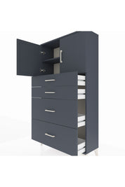 Arges Dolap 2 Raflı 4 Çekmeceli 2 Kapaklı 88x30x163 Antrasit-Antrasit