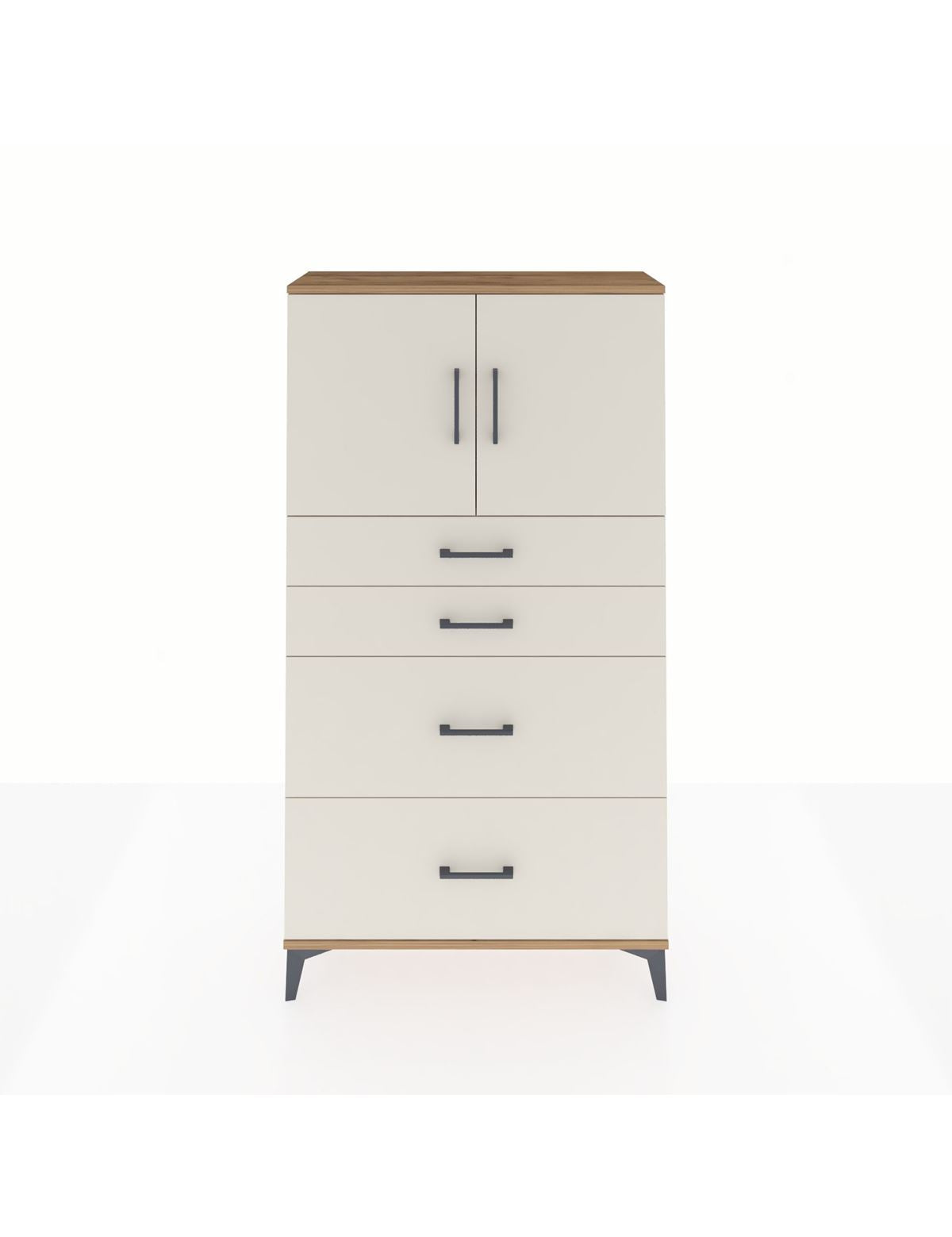 Arges Dolap 2 Raflı 4 Çekmeceli 2 Kapaklı 88x30x163 Çam-Aytaşı