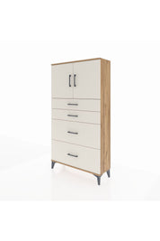 Arges Dolap 2 Raflı 4 Çekmeceli 2 Kapaklı 88x30x163 Çam-Aytaşı
