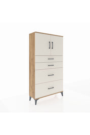 Arges Dolap 2 Raflı 4 Çekmeceli 2 Kapaklı 88x30x163 Çam-Aytaşı