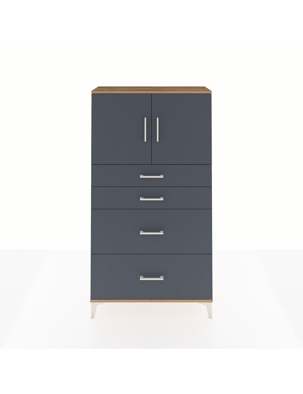 Arges Dolap 2 Raflı 4 Çekmeceli 2 Kapaklı 88x30x163 Çam-Antrasit